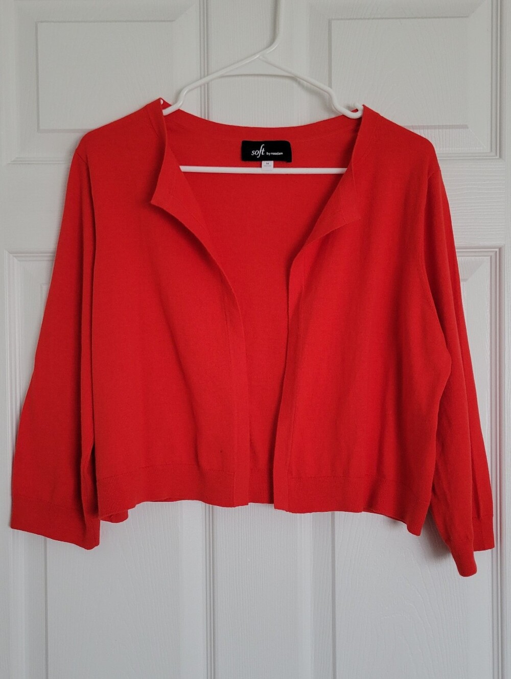 Soft By NAADAM Cotton Cashmere Open-Front Cropped Cardigan In Red Poppy